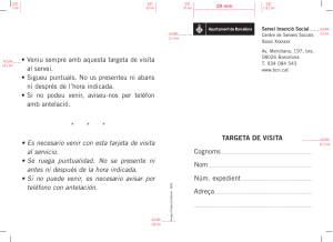 TARGETA DE VISITA • Veniu sempre amb aquesta targeta de visita