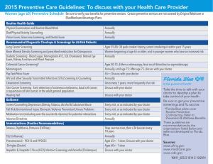 2015 Preventive Care Guidelines: To discuss with your Health Care