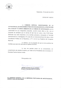 Valparaíso, 16 de abril de 2015 OFICIO N° 14/2015 unanimidad de