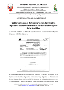 Gobierno Regional de Cajamarca remite iniciativa legislativa sobre