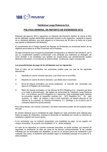 Telefónica Larga Distancia S.A. POLITICA GENERAL DE REPARTO