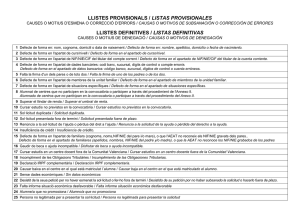 llistes provisionals / listas provisionales llistes definitives / listas