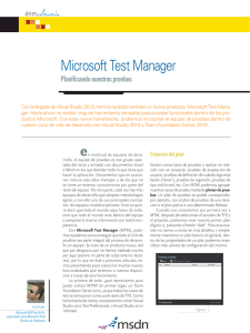Microsoft Test Manager. Planificando nuestras pruebas