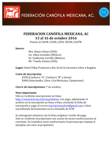 FEDERACION CANÓFILA MEXICANA, AC 13 al 16 de octubre 2016