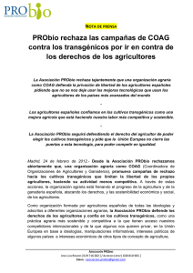 El agricultor español confía un año más en los cultivos transgénicos