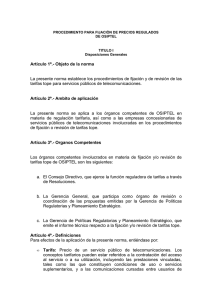 procedimiento para fijación de precios regulados de osiptel