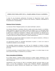 SINDICATOS EN RELACIÓN CON LA MAQUILADORA EN BAJA