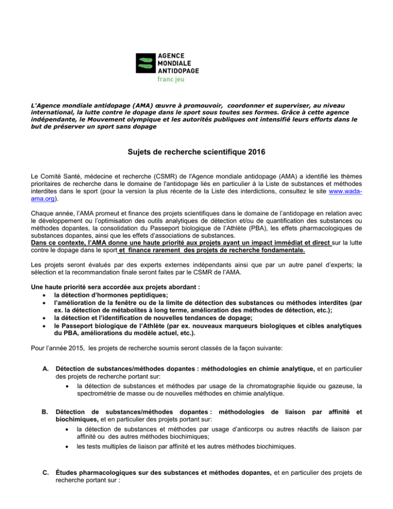 Sujets De Recherche Scientifique 2016