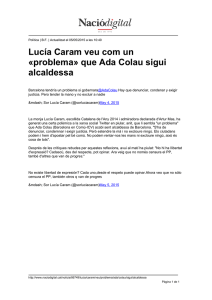 Lucía Caram veu com un «problema» que Ada Colau sigui alcaldessa