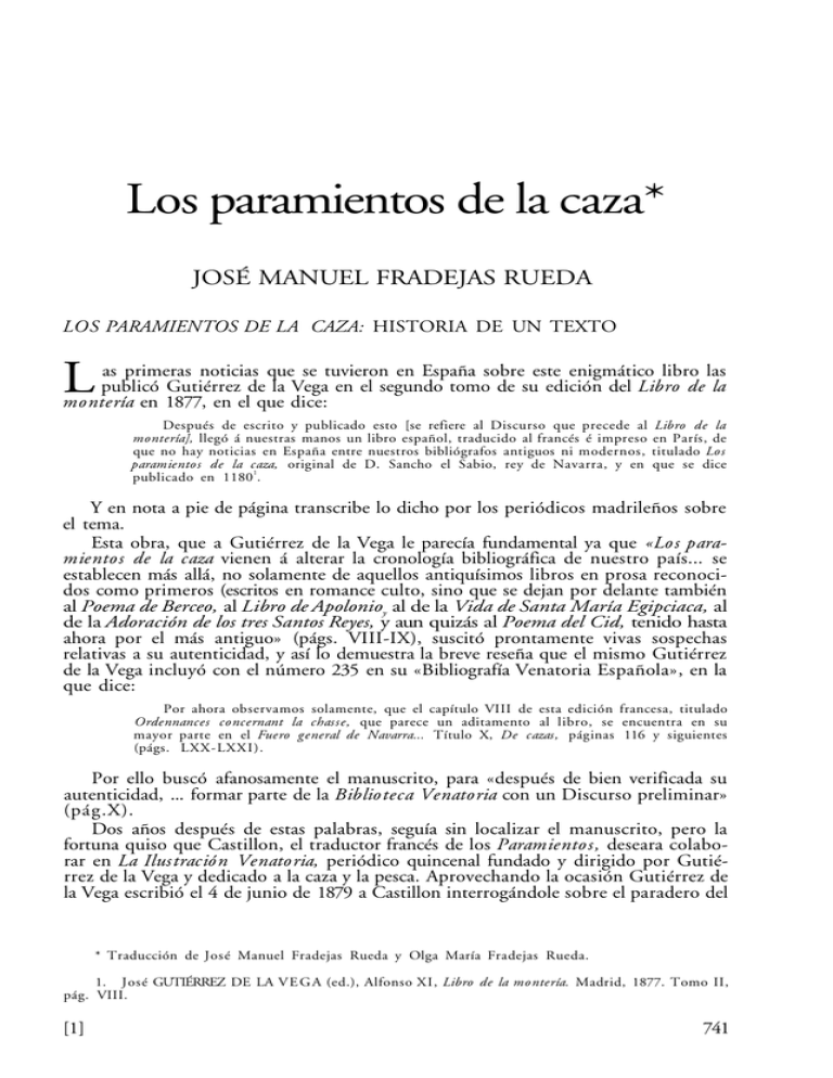 Los paramientos de la caza. Gobierno Los paramientos de la caza. Gobierno