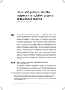 Pluralismo jurídico, derecho indígena y jurisdicción especial en los