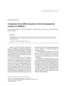 Evaluation of two different potency tests for leptospirosis vaccine vax