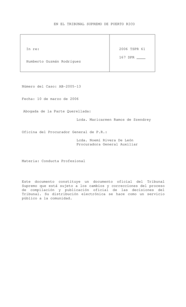2006 TSPR 61 Portal de la Rama Judicial