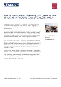 plantas de policarbonato lexan® (lexan-i, lexan-ii)