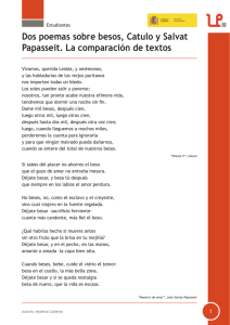 Dos poemas sobre besos, Catulo y Salvat Papasseit. La