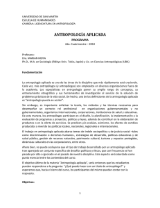 antropología aplicada - Universidad Nacional de San Martín