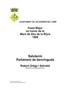 Salutació Parlament de benvinguda - Ajuntament de les Borges del