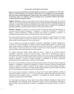 Comunicado en cumpiimlento de orden judiciat Bogotá, 16 de