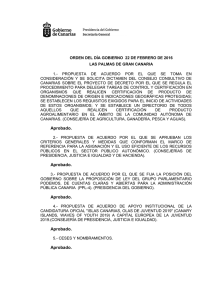 Acuerdo de Gobierno del 22 de febrero de 2016