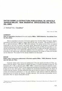 Datos sobre la estructura poblacional de Arvicola Sapidus