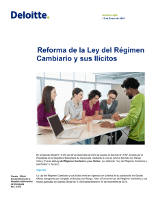 Reforma de la Ley del Régimen Cambiario y sus Ilícitos