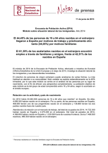 Módulo sobre situación laboral de los inmigrantes