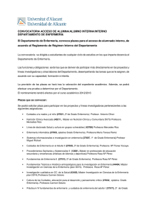 CONVOCATORIA ACCESO DE ALUMNA/ALUMNO INTERNA