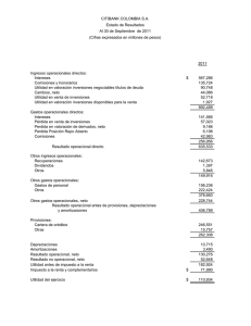 2011 Ingresos operacionales directos: Intereses $ 567,286