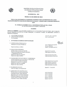 Calendario Académico 2016-2 - Universidad Popular del Cesar