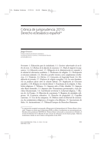 Crónica de jurisprudencia 2010. Derecho eclesiástico español*