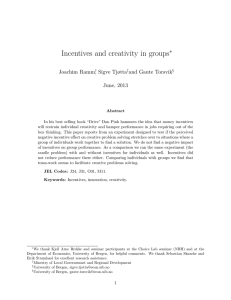 Incentives and Creativity in Groups