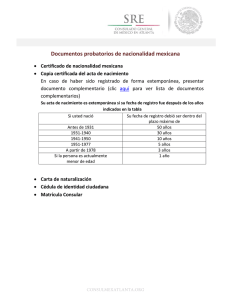 Documentos probatorios de nacionalidad mexicana