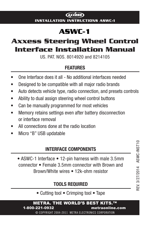 Axxess Steering Wheel Control Interface Installation Manual