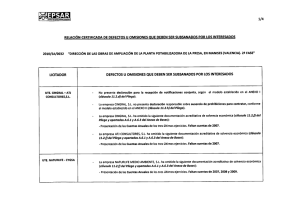 relación certificada de defectos u omisiones ue deben ser