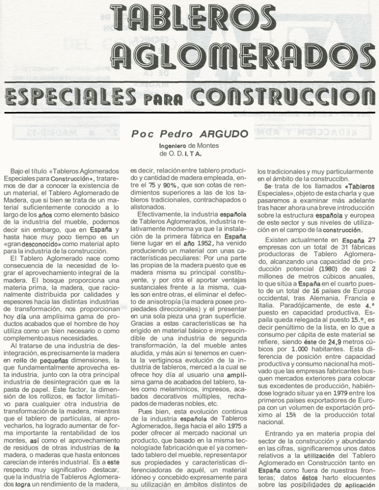 Tableros Aglomerados, Especiales Para Construcción