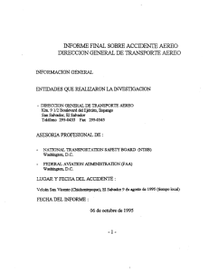 informe final sobre accidente aereo direccion general de transpor`i`e