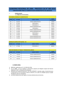 GOBIERNO REGIONAL DE LIMA - PROCESO CAS N° 003-2016