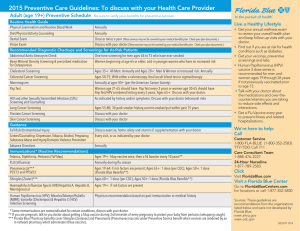 2015 Preventive Care Guidelines: To discuss with your Health Care