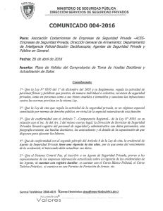 Comunicado 004-2016 - Ministerio de Seguridad Pública