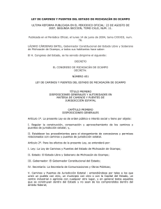 Ley de Caminos y Puentes del Estado de Michoacán de Ocampo