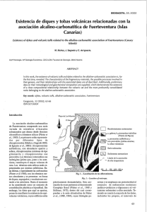 Existencia de diques y tobas volcánicas relacionadas con la