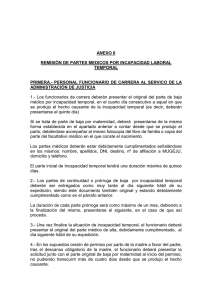 ANEXO II REMISIÓN DE PARTES MEDICOS POR INCAPACIDAD