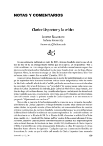 NOTAS Y COMENTARIOS Clarice Lispector y la crítica