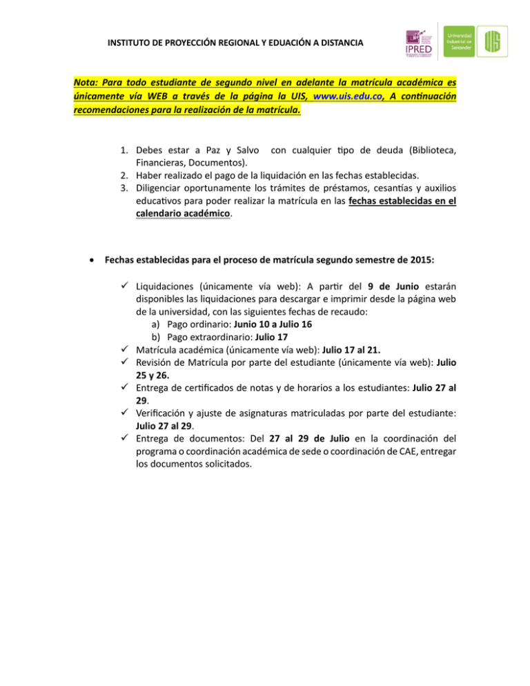 Nota Para Todo Estudiante De Segundo Nivel En Adelante La