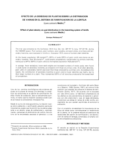 EFECTO DE LA DENSIDAD DE PLANTAS SOBRE LA