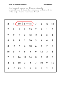 En el siguiente cuadro hay 23 sumas dispuestas horizontalmente de