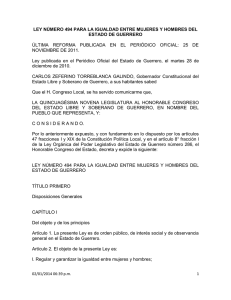 ley número 494 para la igualdad entre mujeres y hombres