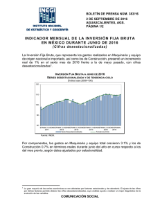 Comunicado de Prensa. Inversión Fija Bruta en México