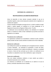CONTENIDO DE LA SESION № 13 RECTIFICACIÓN DE LOS