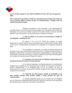 Dictamen Seguro Cesantía - Ley N° 19.728, Artículos 5 y 8. Nota